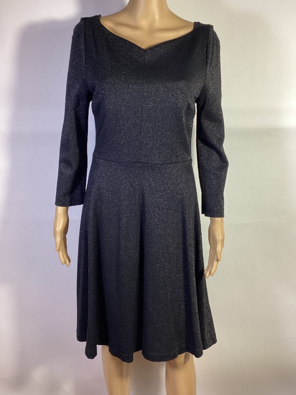 Kate Spade Black Sparkle Ponte Evening Dress Sz 8